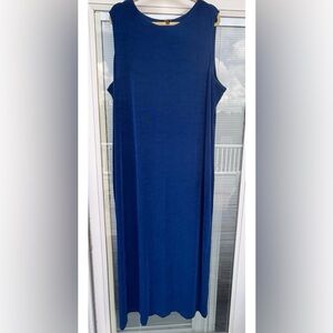 Vikki Vi Women’s Blue Maxi Tank Dress Sleeveless  Slinky  3X Back Vent USA